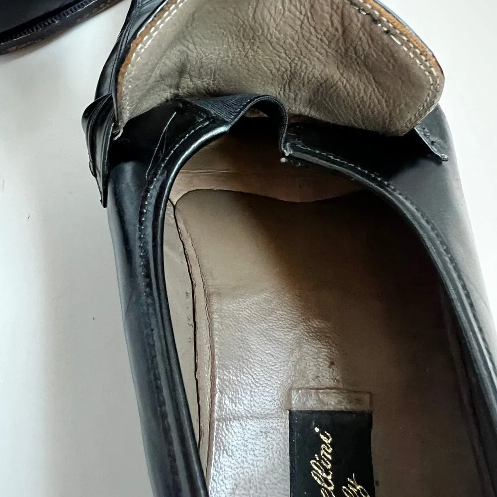 Francesco Bellini Vintage Black Leather Tassel Loafers Made in Italy Size 12 M